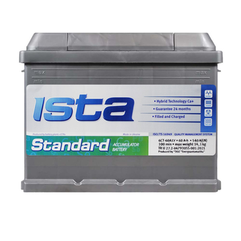 Автомобільний акумулятор ISTA Standard (L2) 60 Аh 540А L+ ISTA