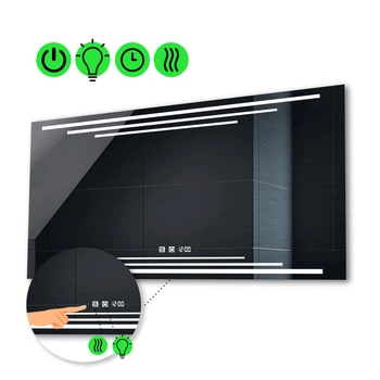 LED-зеркало 100x80см, с двумя сенсорами, часами и подогревом, модель Francisca (Franciscag160)