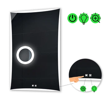 LED-зеркало 100x80см, с двумя сенсорами и линзой с подсветкой, модель Amado (Amado146)