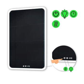Закругленное зеркало La Mir с LED-подсветкой 80x90 см, с двумя сенсорами, часами и подогревом, модель Ahana (ahana94)