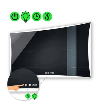 LED-зеркало 90x80см, с двумя сенсорами, часами и подогревом, модель Amado (Amadog94)