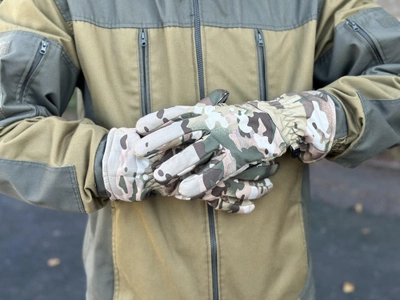 Зимові рукавички теплі Tactic тактичні рукавички софт шел утеплені, рукавички soft shell Multicam (M)