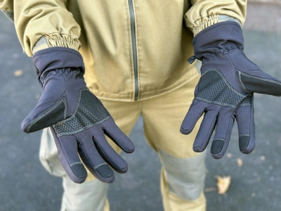 Зимові рукавички теплі Tactic тактичні рукавички софт шел утеплені, рукавички soft shell Black (XL)