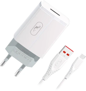 Сетевое зарядное устройство Sky Dolphin SC06V 1xUSBx2.4A + кабель microUSB White (MZP-000180)