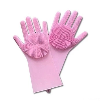 Силиконовые перчатки для мытья посуды многофункциональные Magic Silicone Gloves Pink