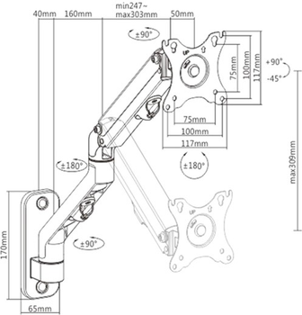 Uchwyt na monitor 17-27" Gembird MA-WA1-02