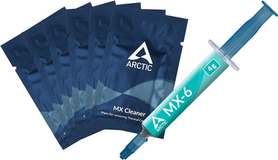 Pasta termoprzewodząca Arctic MX-6 4 g z 6 szt. MX Cleaner (ACTCP00084A)