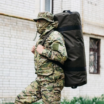 Военная сумка баул, армейский баул Оксфорд хаки 100 л тактический баул, тактический баул-рюкзак