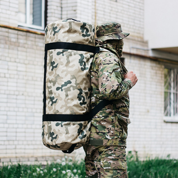 Военная сумка баул, армейский баул Оксфорд песочный мультикам 100 л тактический баул, тактический баул-рюкзак
