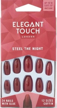 Sztuczne paznokcie Elegant Touch Trend Steel The Night Red Squaletto 24 szt (5011522123189)
