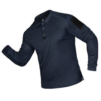 Поло футболка тактическая мужская с длинным рукавом для силовых структур Patrol Темно-синяя 7297, XXXXL TR_7297-XXXXL