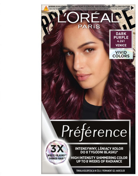Trwała farba do włosów L'Oreal Paris Preference Vivid Colors 4.261 Dark Purple 280 g (3600524015145)