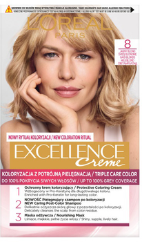 Фарба для волосся L'Oreal Paris Excellence Creme 8 Світло-русявий 260 г (3600523320264)