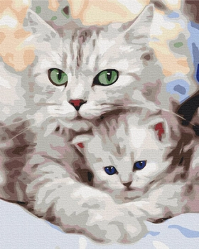 Картина за номерами Brushme Мама кішка з кошеням 40 х 50 см (BS52689)