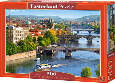 Puzzle Castorland Widok na mosty w Pradze 500 elementów (5904438053087)