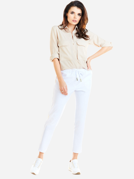 Spodnie slim fit damskie Awama A270 XL Białe (5902360536937)