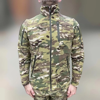 Армейская Кофта флисовая Special, теплая, размер L, Мультикам, шевроны и карманы на рукавах