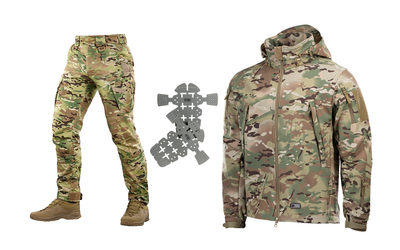 M-tac комплект куртка Shoft Shell тактическая штаны с вставными наколенниками мультикам 3XL