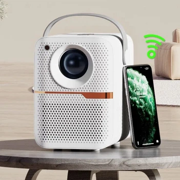 Портативний Проектор HONGTOP Android 10/4K/HD/4GB +64GB/Wi-Fi/Bluetooth для дому сумісний із ТВ-приставкою для ноутбука White