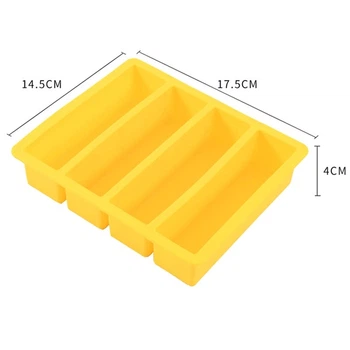 Форма для льда Olin&Olin силиконовая прямоугольная 4 отверстия с крышкой 3.5 х 13 х 4 см Желтая