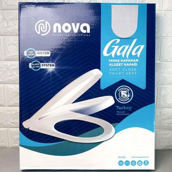 Белая свободнопадающая крышка для унитаза с сиденьем GALA soft-close NOVA