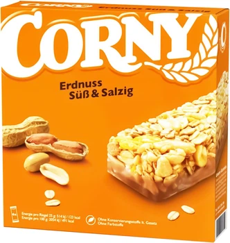 Упаковка злаковых батончиков Corny с арахисом сладко-соленый 25 г х 6 шт (4011800571719)