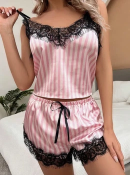 Жіноча піжама комплект шорти та майка M Pink (73829374)