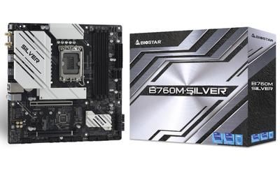 Материнська плата LGA1700, Biostar B760M-SILVER, B760, 4xDDR5, Int.Video(CPU), 6xSATA3, 2xM.2, 1xPCI-E 5.0 x16, 1xPCI-E 4.0 x16, 1xPCI-E 3.0 x1, ALC1220, RTL8125B, 9xUSB3.2/6xUSB2.0, HDMI/DP, Micro ATX