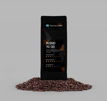 Кава Blend 70/30% (арабіка / робуста) Бразилія Santos / Уганда в зернах свіжообсмажена з клапаном 250 г