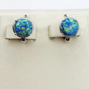 Сережки серебряные с зелёным опалом 4,79 г