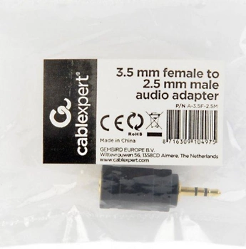 Перехідник Cablexpert 3.5 мм — 2.5 мм Black (A-3.5F-2.5M)