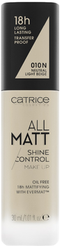 Podkład matujący Catrice All Matt Shine Control Make Up 010 N Neutral Light Beige 30 ml (4059729331571)