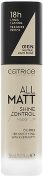 Тональна основа для обличчя Catrice All Matt Shine Control Make Up 010 N Neutral Light Beige матуюча 30 ml (4059729331571)