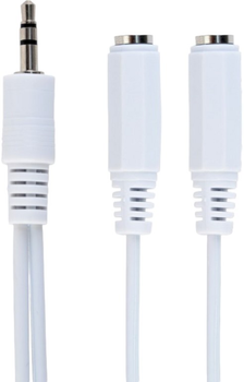 Kabel stereo audio Cablexpert 3.5 mm F - 2 x 3.5 mm M 0.1 m Biały (CCA-415W)