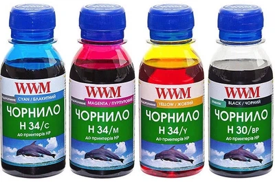 Набір чорнила WWM H30/34 для HP 4x100 мл BP/C/M/Y (H30/34SET-2)