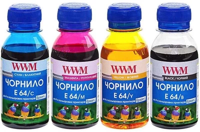 Набор чернил WWM E64 для Epson 4x100 мл B/C/M/Y (E64SET4-2)