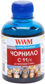 Чернила WWM C11 Canon CL-511С/CL-513С/CLI-521C 200 мл Cyan (C11/C)