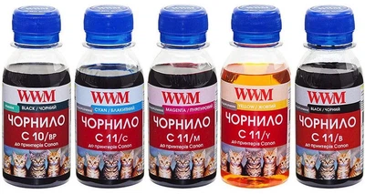 Набор чернил WWM C10/11 для Canon 5x100 мл BP/B/C/M/Y (C10/11SET5-2)