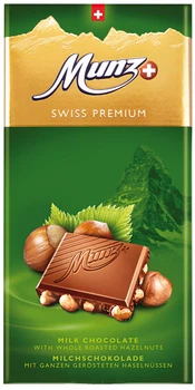 Шоколад Munz Premium молочний з цільним фундуком 100 г (7610041080102)