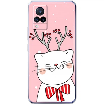 Силиконовый Чехол с Картинкой для Vivo V21 Принт (Новогодний, Котик с Рожками) (43146-ysm1888)