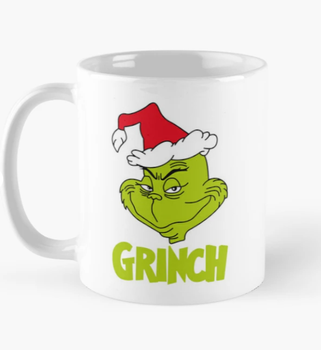 Чашка Керамическая Кружка с принтом Grinch Гринч новогодний Белая 330 мл