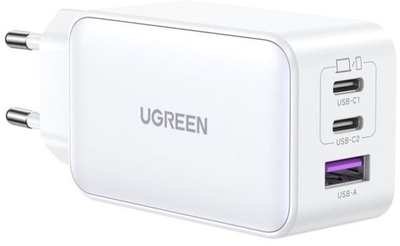 Зарядний пристрій Ugreen CD244 3xUSB 65W GaN (2xUSB-C+USB-A) Білий (15334_WV)