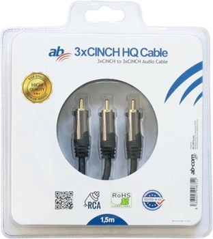 Kabel AB 3 x RCA 1.5 m Black (8588005998345)