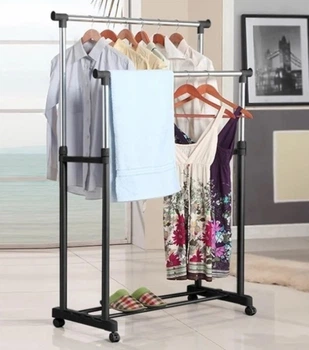 Телескопическая стойка-вешалка для одежды Double Pole Clothes Horse