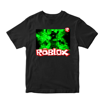 Футболка черная с принтом онлайн игры Roblox "Персонаж в зеленом огне. Roblox. Роблокс" Кавун 9-10 лет ФП011954