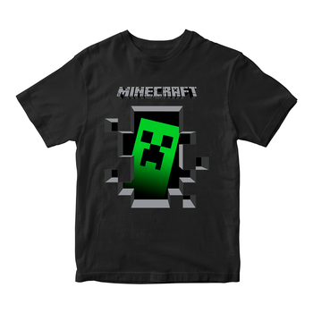 Футболка черная с оригинальным принтом онлан игры Minecraft "Крипер Creeper Minecraft Майнфрафт" Push IT 3-4 ФП0120374 года