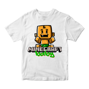 Футболка белая с принтом онлайн игры Minecraft "Baby Minecraft" Кавун 86 см ФП012039