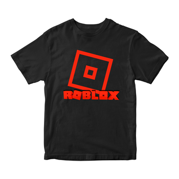 Футболка чорна з оригінальним принтом онлан гри Roblox "Червоно-білий напис лого R Роблокс Roblox" Push IT ФП0119958 лет