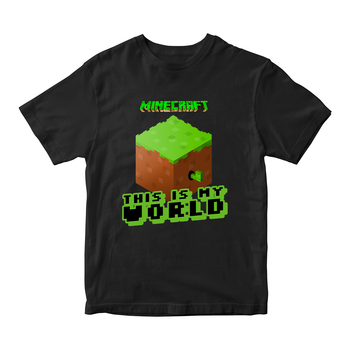 Футболка чорна з оригінальним принтом онлан гри Minecraft "This is my World Minecraft Майнфрафт" Push IT ФП01202112 лет