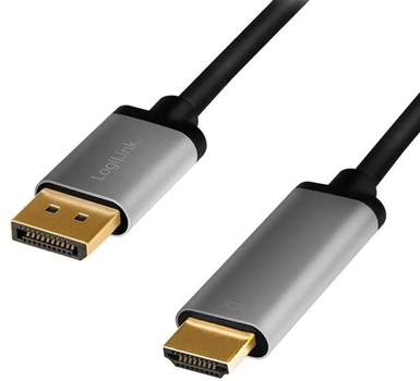 Kabel Logilink DisplayPort – HDMI 4K 60 Hz 2 m Aluminium Black (4052792062090)